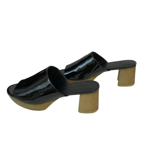 AEROSOLES Black Faux Patent Leather Siz 13 Canie Heeled Open Toe - Picture 2 of 6